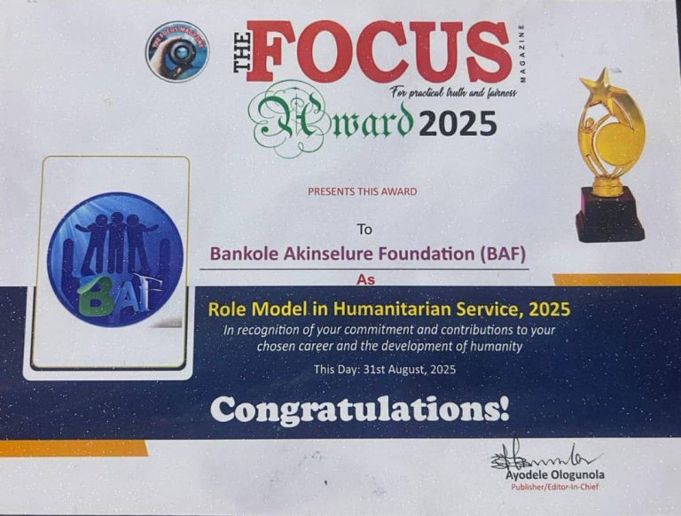 BANKOLE AKINSELURE FOUNDATION (BAF) BAGGED LEADERSHIP MERIT AWARD