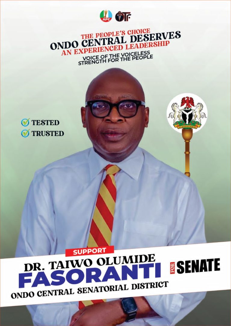 ONDO CENTRAL RISE FOR PURPOSEFUL REPRESENTATION DR. OLUMIDE TAIWO FASORANTI (OTF) A VISIONARY LEADER IS HERE TO REPRESENT ONDO CENTRAL